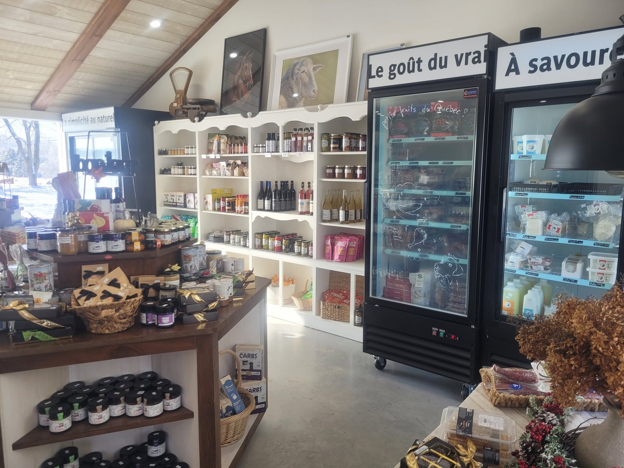 Boutique interior with local products and cheeses