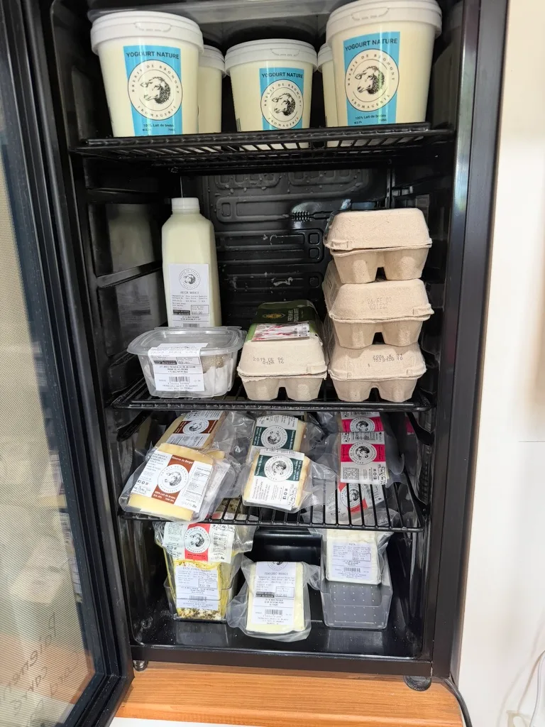 Farm products in the self-service kiosk